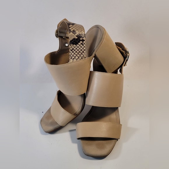 Banana Republic Beige Snake Print Ankle Strap Heeled Sandals Women's Size 7M - Picture 6 of 9